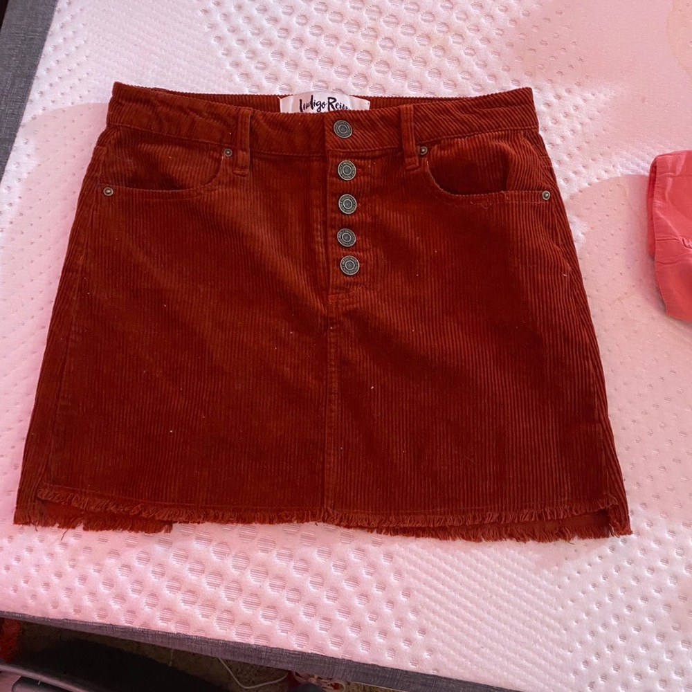burnt orange corduroy skirt